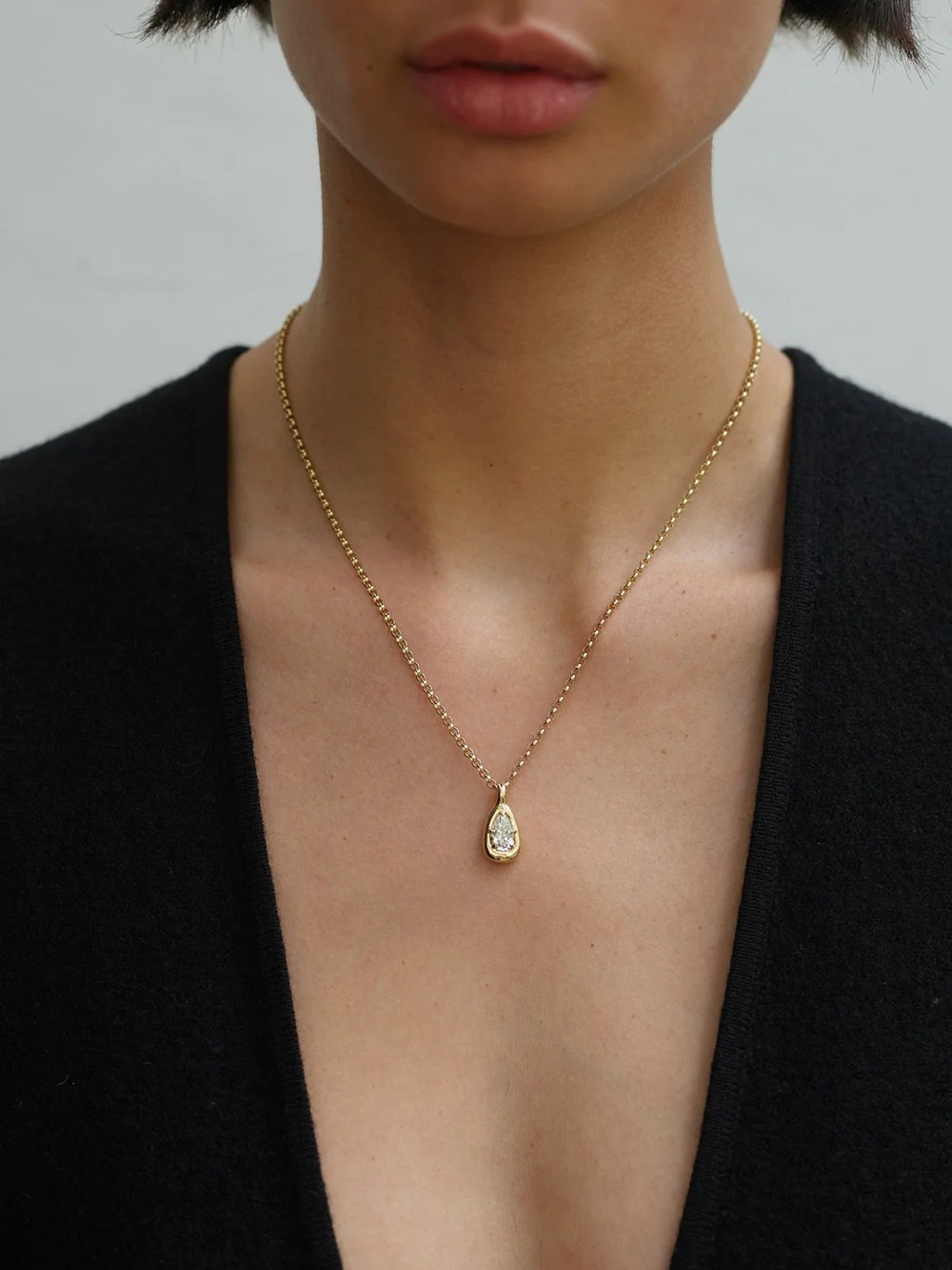 Gold Teardrop Crystal Pendant Arielle Ratner Nebula Inspired